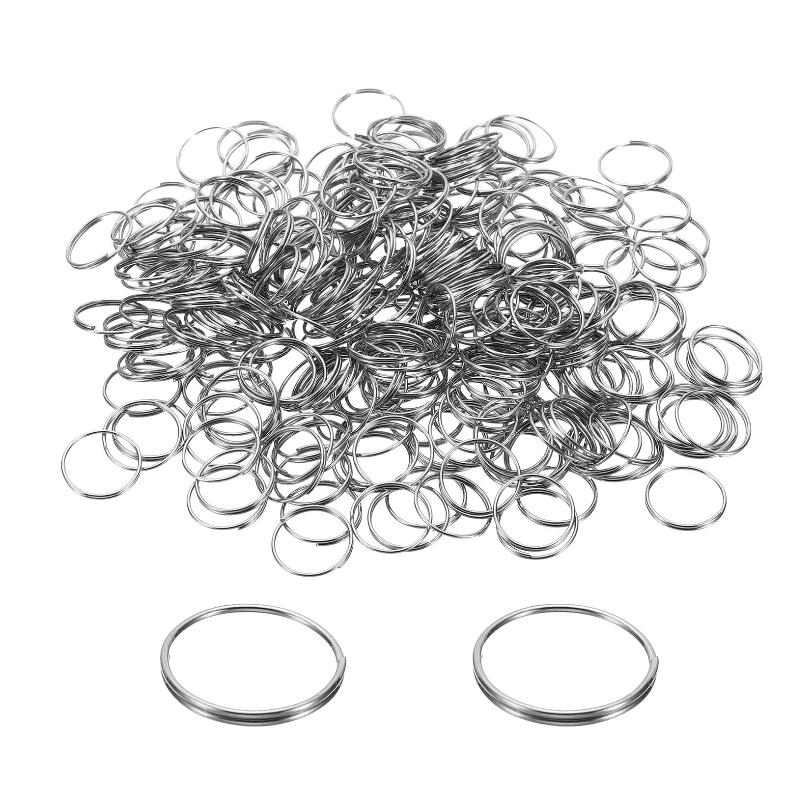 PATIKIL 14mm/0.55" OD Mini Split Rings, 600Pcs 304 Stainless Steel Round Edged Split Circular Ring Clips for Fastening Crystals Parts, Chandelier Replacements, Silver