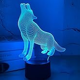 FULLOSUN Wolf Gift 3D Light, Optical Illusion Bedside Night Lamp, 16 Color Changing with Remote Control Creative Room Decor Best Birthday for Kids Boys Men