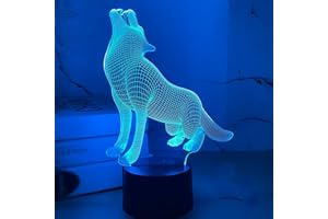 FULLOSUN Wolf Gift 3D Light, Optical Illusion Bedside Night Lamp, 16 Color Changing with Remote Control Creative Room Decor Best Birthday for Kids Boys Men