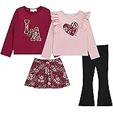 BTween Girls 4 Pack Wardrobe Set, Stylish and Comfortable Outfits for Kids Sizes 4-12, Includes Tops, Skirts, and Leggings