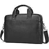 Genuine Leather Briefcase for Men, Laptop Computer Shoulder Bag With Strap, 15.6 Inch Business Travel Work Handbag