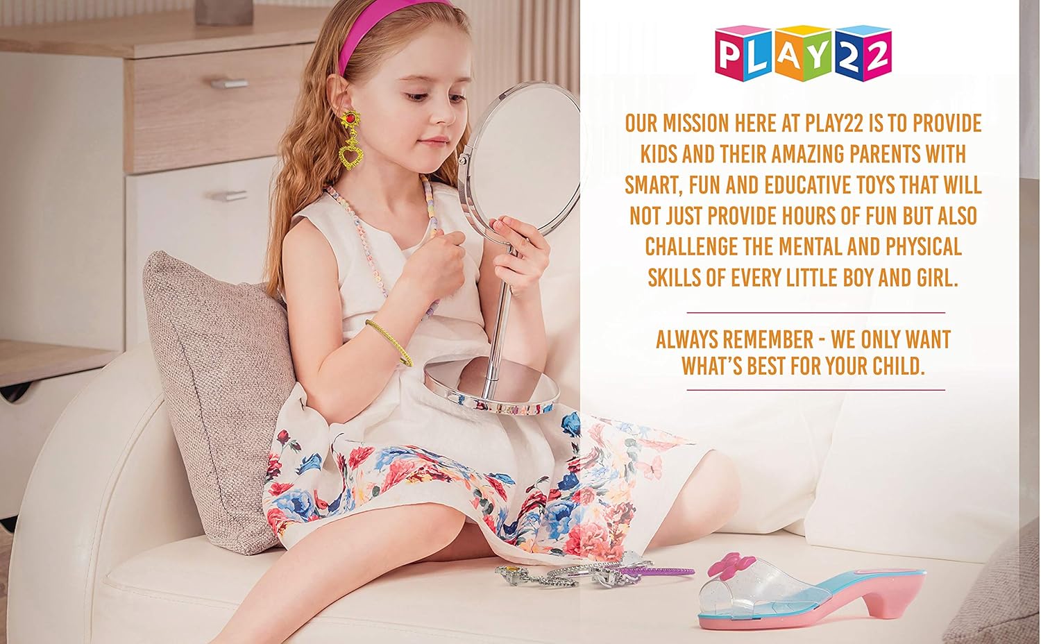 Play22 Princess Girls Dress Up Shoes And Jewelry Boutique 18 Set – 4 Pairs Pretend Play Shoes For Little Girls, 2 Earrings, 3 Bracelets, 3 Rings - Glamorous Princess Dress Up Accessory Set - Original: Toys & Games