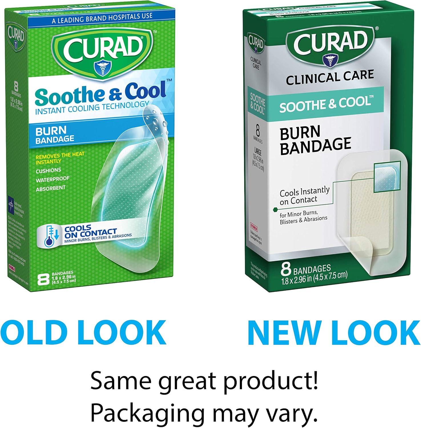 CURAD Soothe & Cool Burn Bandages, Instant Cooling, 1.8" x 2.96", 8 count: Health & Personal Care