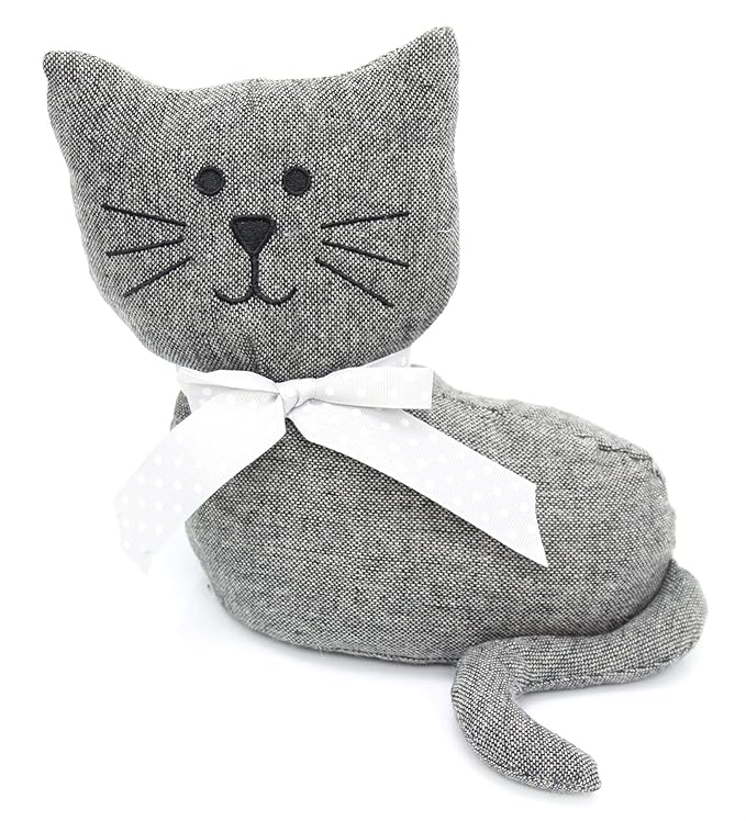 Carousel Home and Gifts Delightful Novelty Cat Fabric Door Stop Grey