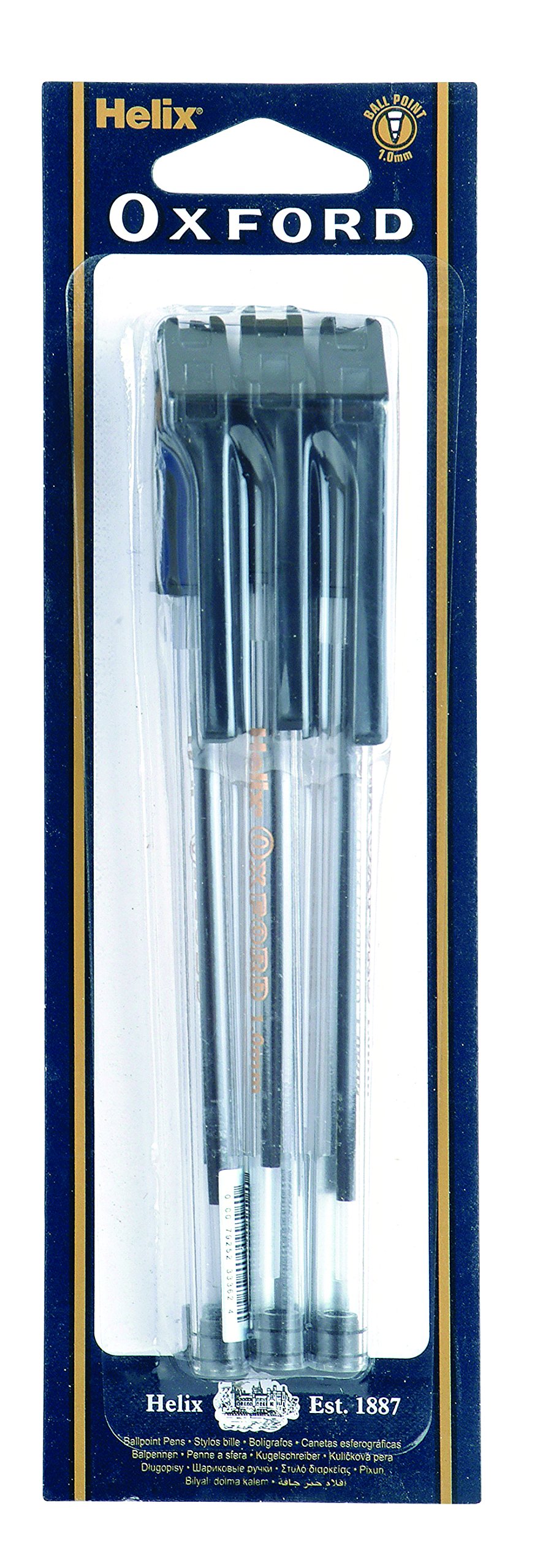 Helix Oxford Ballpoint Pen - Black (Pack of 6)