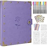 ZEEYUAN Mothers' Day Gift Leather Scrapbook Album, Purple Scrap Book Gift for Mom Grandma Couples Photo Memory Book Anniversary Wedding Scrapbook