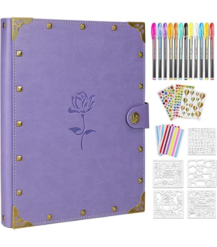 ZEEYUAN Leather Scrapbook Album 8.5x11 Inch - 60 Page Memory Book With Craft Supplies Kit