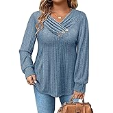 Siddhe Plus Size Womens Sweater Long Sleeve V Neck Tops for Women Button Casual Loose Knit Tunic Fall Winter XL-5XL