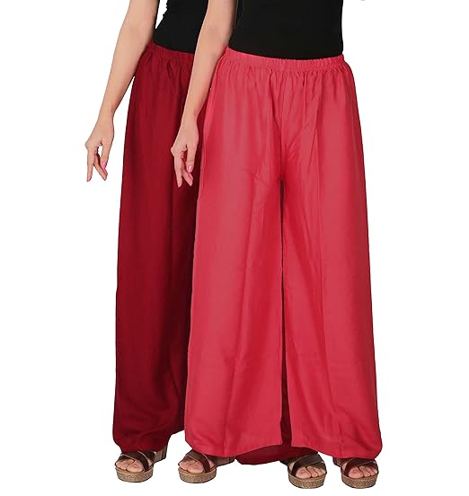Women's Elegant and Flowy Rayon Solid Palazzo Combo of 2 - C_RPZ_A$_8