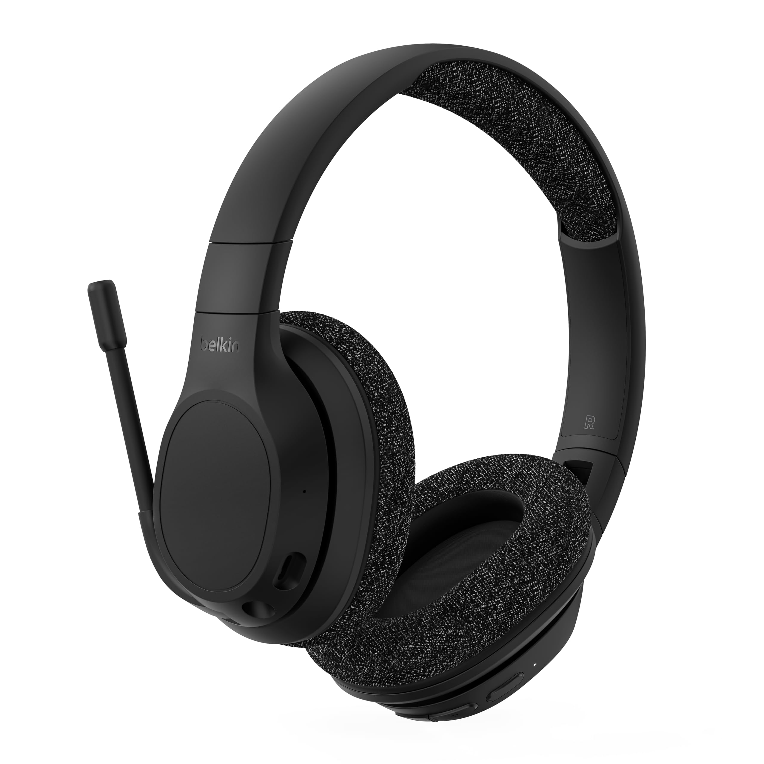 Belkin SoundForm Adapt Wireless Over-Ear Headset, Headphones for Work, Play, Gaming, & Travel w/Built-in Boom Microphone, 45H Battery Life - Compatible with iPhone, iPad, Galaxy, and More - Black