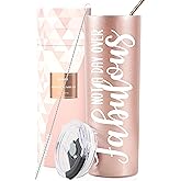 Onebttl Not a Day Over Fabulous Birthday Gifts for Women, Female, Her, 20oz Stainless Steel Insulated Tumbler with Straw Rose Gold Lovely Design