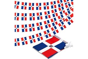 MVPRING Dominican Republic String Flag Pennant Banner, Small Mini Bandera Dominicana Flags Bunting Banner, National Country Decoration for School, Party, Sports Events, Patriotic Festival, 33 Feet 30 Flags