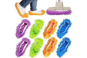 HSHTTKL 4 Pairs Shoes Cover Dust Duster, Multi Function Reusable Mop Slippers, Microfiber Dust Mops, Multi Purpose Floor Cleaning Shoes for Bathroom, Office, Kitchen, House Polishing Cleaning