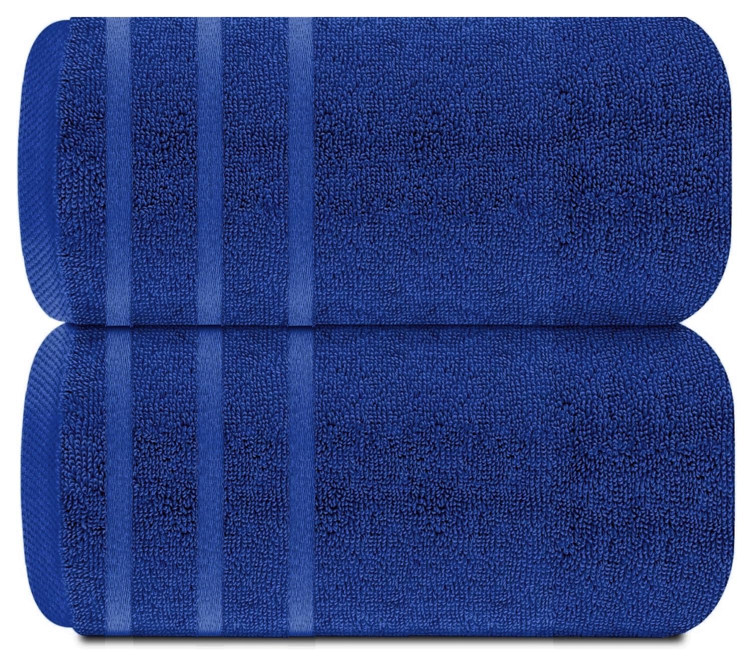 TEXTILESY Pack of 2 Super Jumbo Bath Sheet Premium 100% Egyptian Combed Cotton 100 x 200 cm-600 GSM Super Soft Large Bath Sheet Towels (Cotton, Royal Blue)