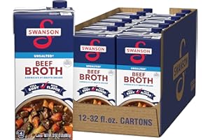 SWANSON S 100% Natural Unsalted Beef Broth, 32 oz. (Pack of 12)