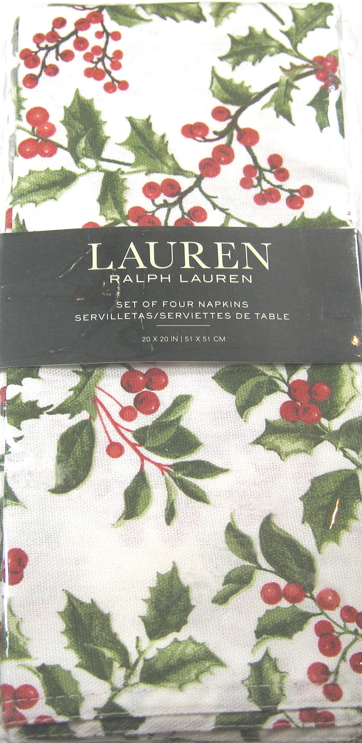 Galleon Ralph Lauren Christmas Napkins Holly Tree Pine 20" X 20" 100