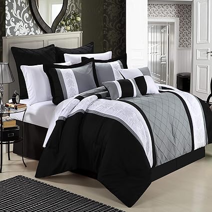 Amazon Com Chic Home 8 Piece Embroidery Comforter Set Queen