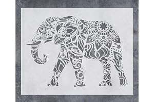 G GSS DESIGNS GSS Designs Elephant Wall Decor Stencil - Mandala Elephant Stencil (12x16 Inch) Laser Cut Painting Stencil - Floor Wall Tile Fabric Wood Stencils -Reusable Template for Wall Decals Transfer(SL-021)