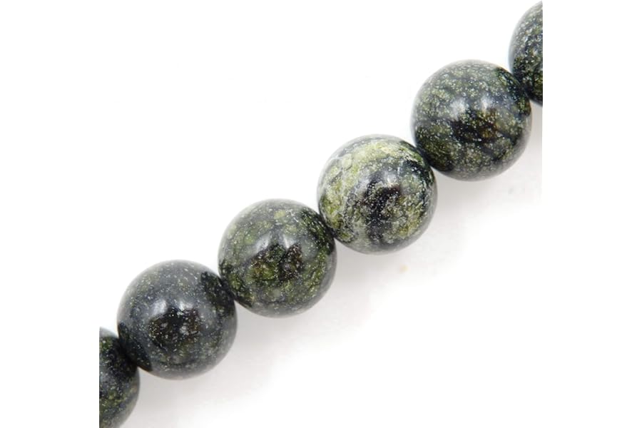 Malahill semiprecious Stone Beads for Jewelry Making, Sold per Bag 5 Strands Inside, Green Serpentine 8mm