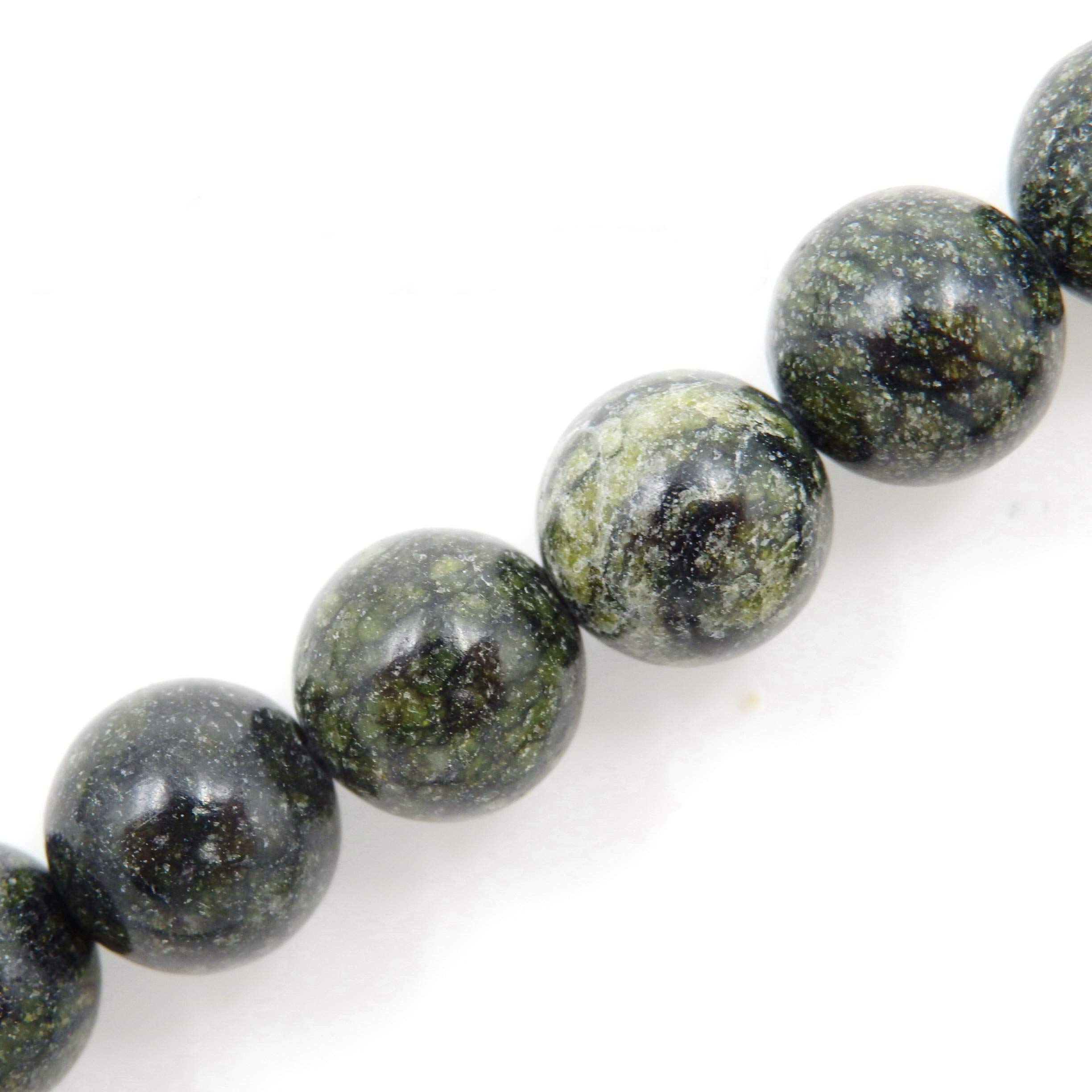 Fukugems Gemstone Beads for Jewelry Making, Sold per Bag 5 Strands Inside (Green Serpentine, 4mm)
