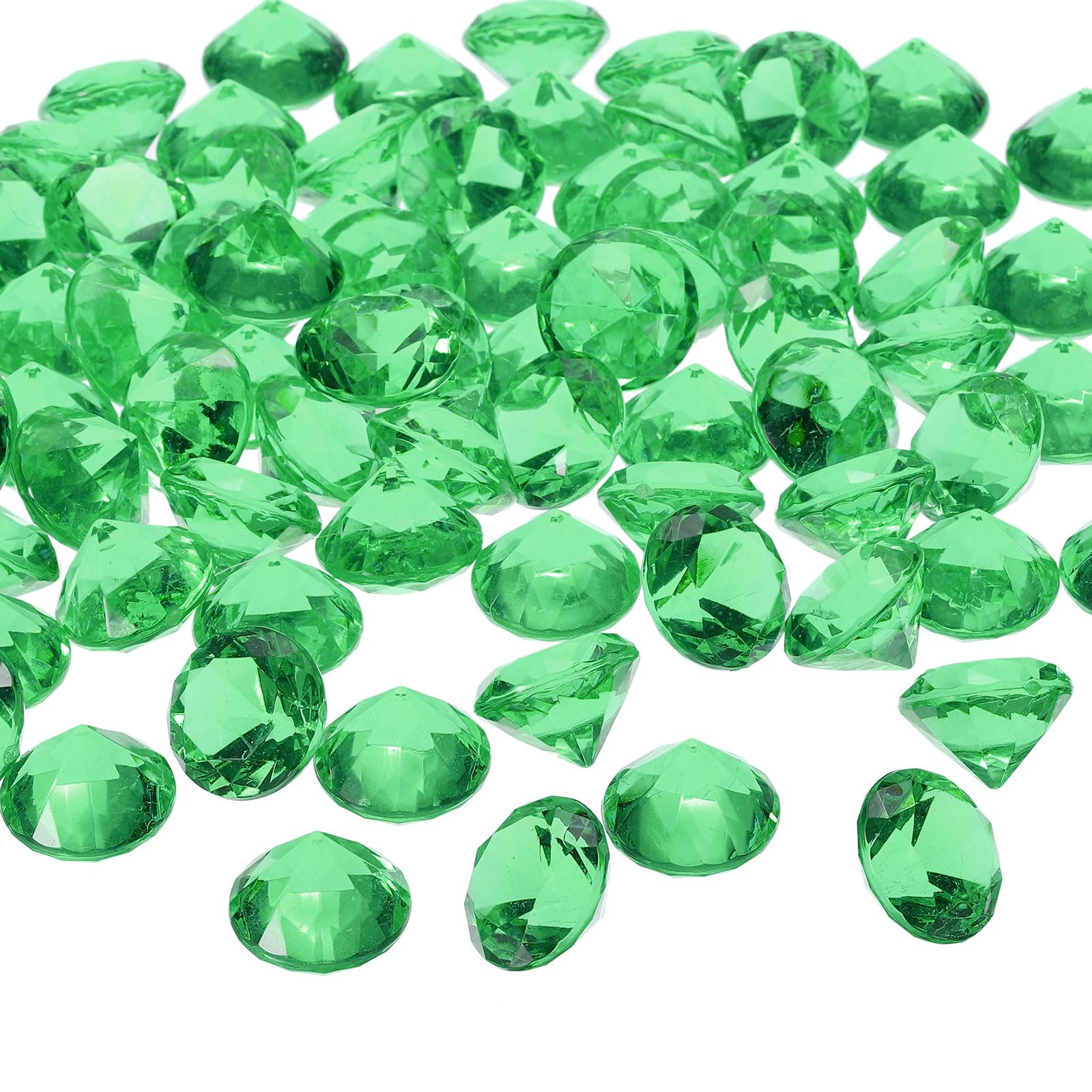 PATIKIL 270Pcs Acrylic Diamonds Vase Fillers Plastic 20mm Fake Crystals Gems Wedding Table Scattering Diamond Confetti for Wedding Decor Bridal Shower Party, Green (500Grams/1Pound)