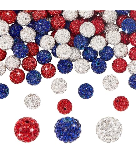 Sintuff 48 Pcs 4th Of July Bubblegum Beads 20 Mm Bulk Red White And...