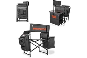 PICNIC TIME NFL Unisex-Adult NFL Fusion Camping Chair with Side Table and Soft Cooler, Beach Chair for Adults, Lawn Chair