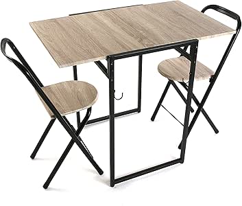 Versa 20880078 Juego Mesa Y Dos Sillas Vodice, Tubo de Metal Plateado y