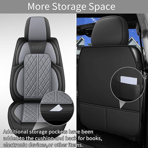 DUDUWANG CAR SEAT COVER CUSTOM FIT FOR DODGE RAM 1500 2500 3500 2002-2026 FAUX LEATHER SEAT COVER SET COMPATIBLE WITH CREW QUAD REGULAR CAB PICKUP TRUCK CUSHIONS (BLACK & GREY, FULL SET, FLAT REAR)