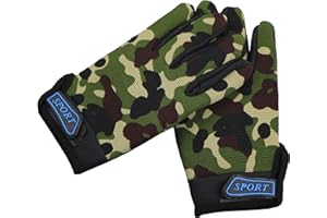 Marze Kids Bike Gloves Full Finger Cycling Gloves for Children Sports Outdoor Anti-Slip Camo Camouflage (Camouflage)