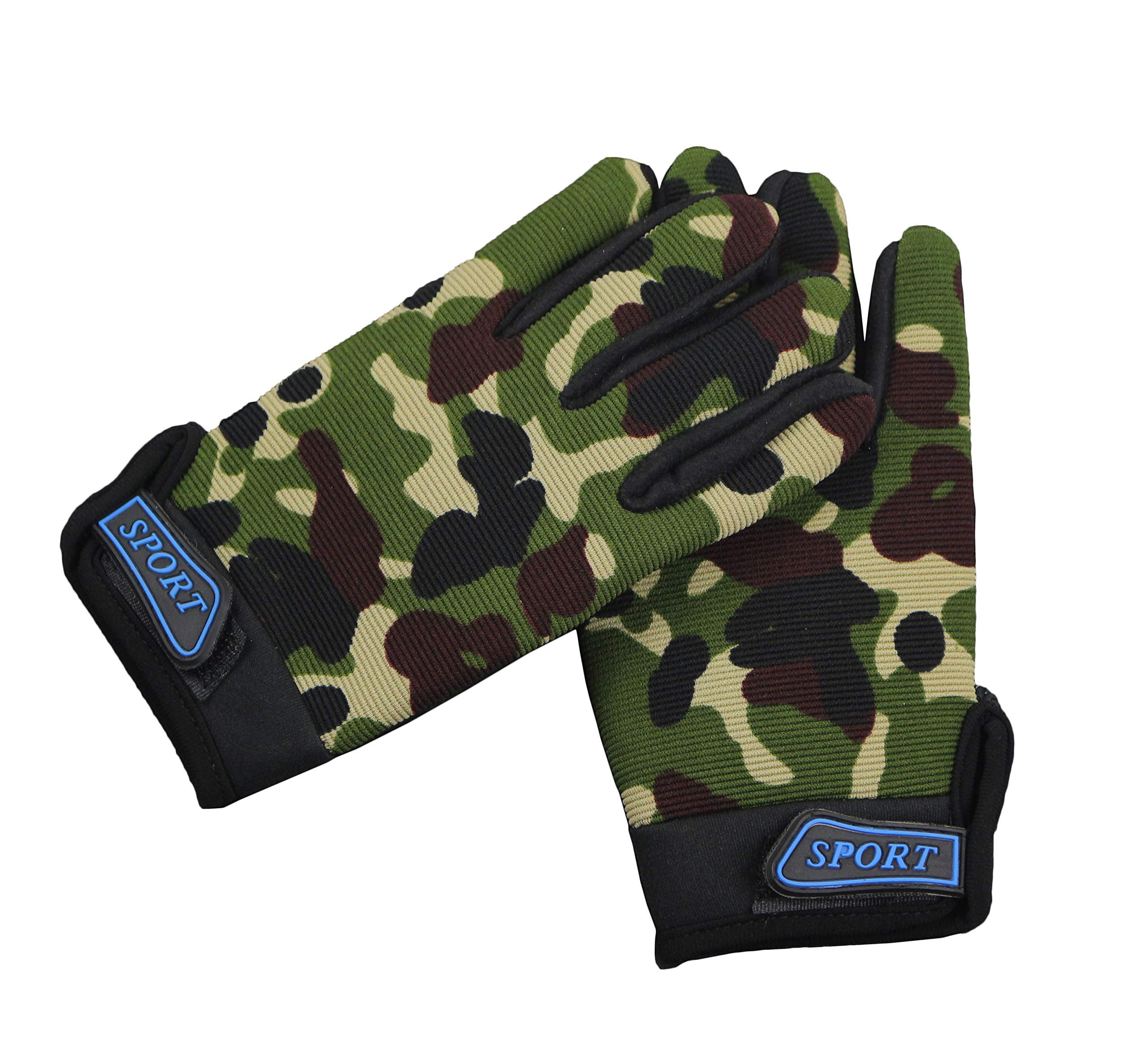 EurHouse Kids Full Finger Gloves Cycling Biking Gloves for Children Boys Girls Sports Mittens Camouflage Camo Black (Camouflage)