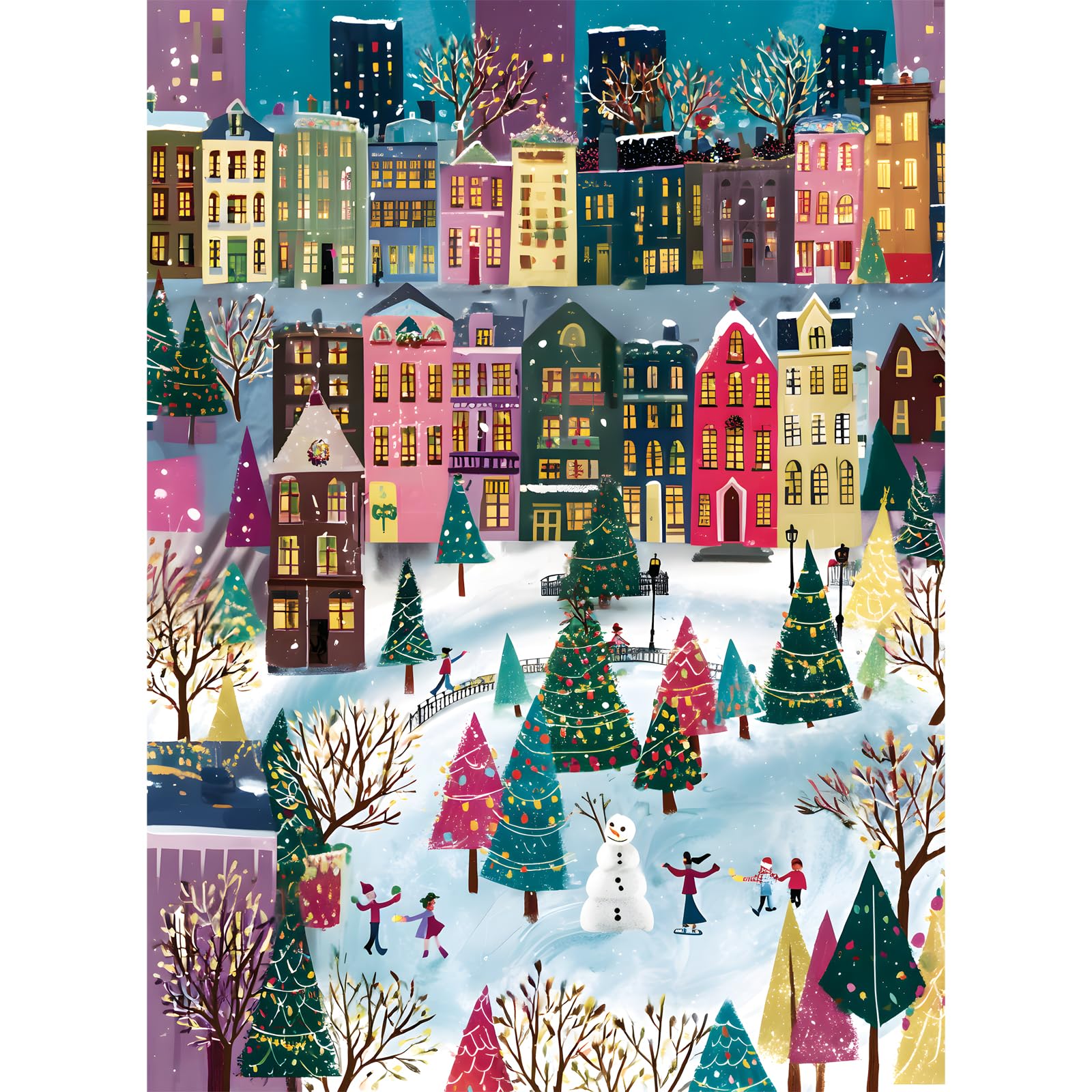 View 1 of 500 Piece Jigsaw Puzzles for Adults, Whimsical Winter Cityscape Puzzles for Adult, Fun and Challenging Puzzle for Family Time, Relaxing Gift for Adults, Seniors, 20.5 x 15 in