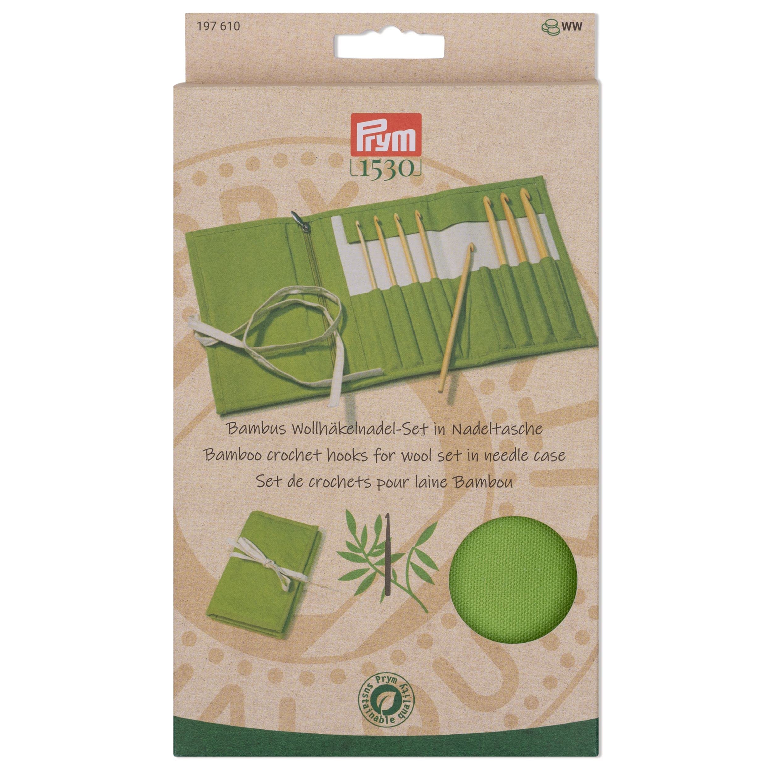 Prym 197610 Wool Crochet Hook Bamboo Set Green 3.5-8 mm
