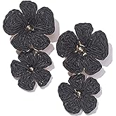 Flower Drop Earrings Floral Raffia Earrings Boho Statement Dangle Earrings Trendy Cute Summer Beach Vacation Jewelry for Women