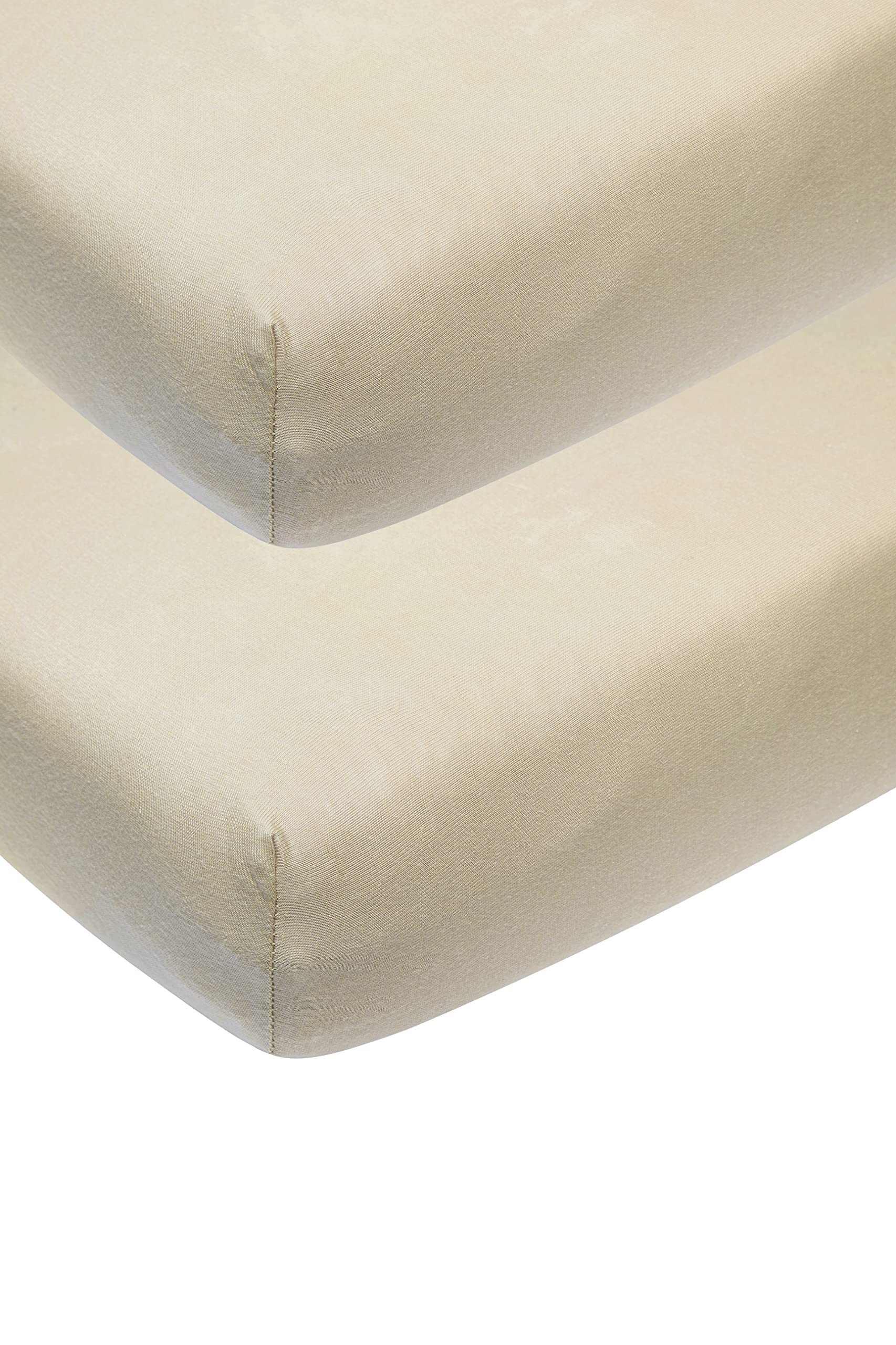 Meyco Baby Fitted Sheet for Baby Cradle, Pack of 2, 40 x 80/90 cm, Jersey Fitted Sheet, 100% Cotton, Oeko Tex Certified, Elasticated All-Round, Breathable, Plain, Sand