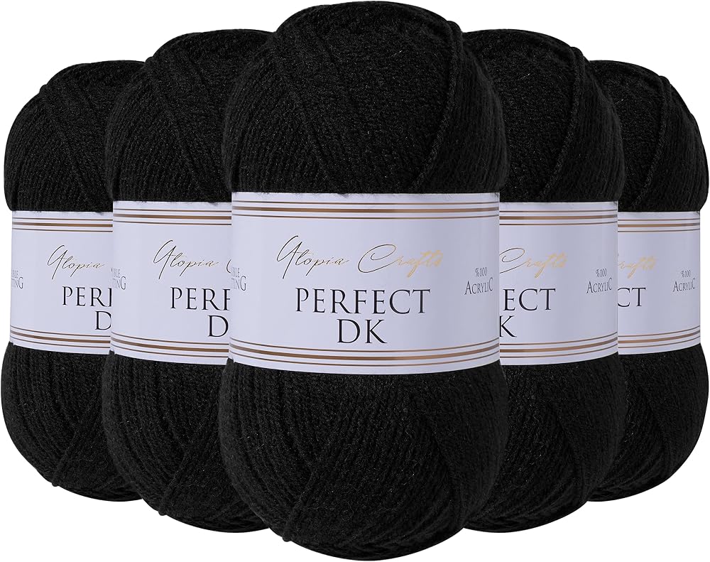 Utopia Crafts DK Double Knitting Yarn 5 x 100g Black 100% Acrylic