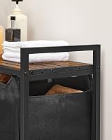 VASAGLE 3-Compartment Laundry Hamper with Shelf 120 L Black Brown BLH301B01 view 6