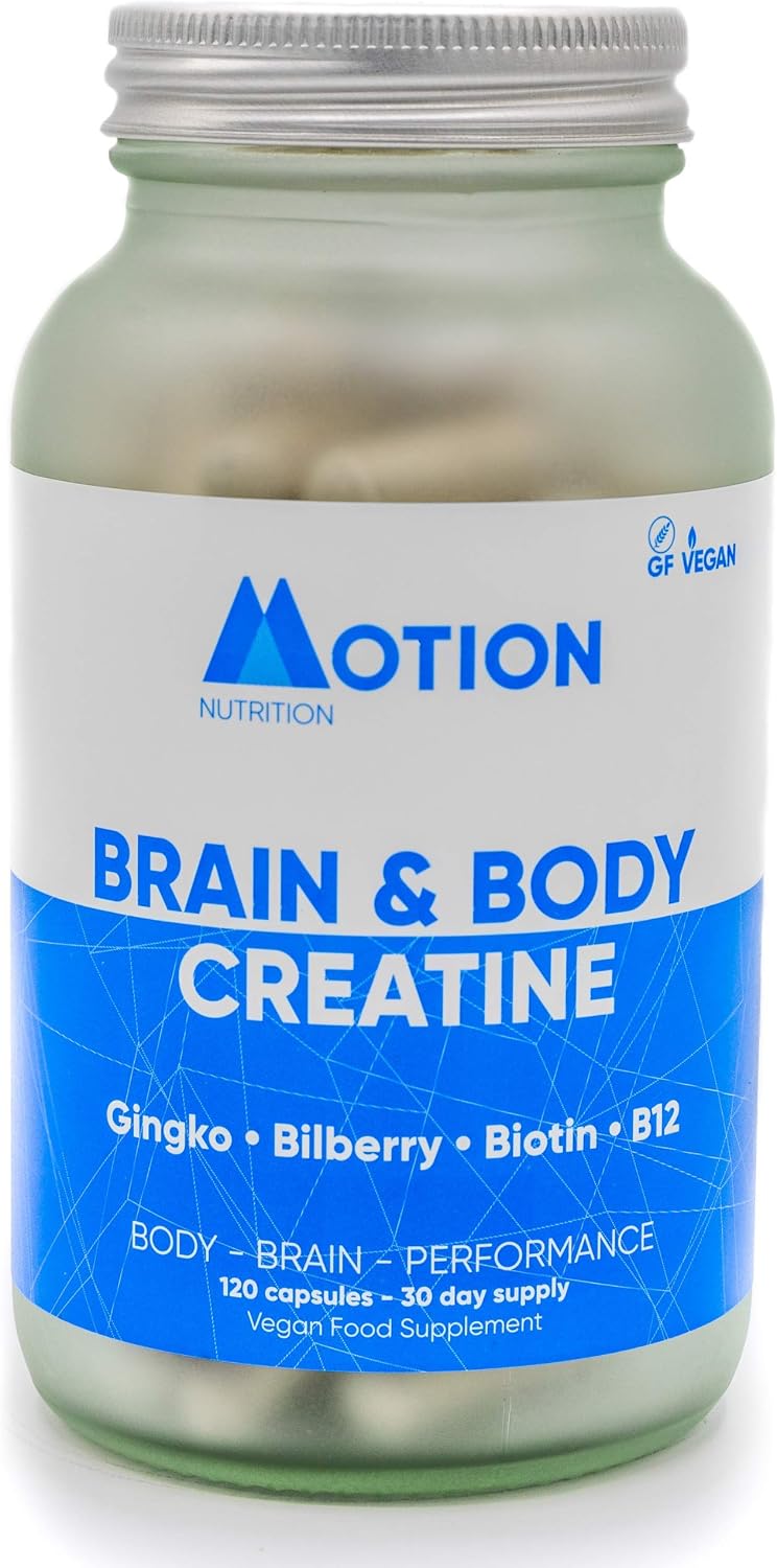 Motion Nutrition Brain & Body Creatine, Creatine Capsules for Increased Power Speed + Mental Performance