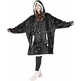 Tirrinia Oversized Blanket Hoodie, Wearable Fluffy Sherpa Blanket, Lightweight Cozy Sweatshirt Blanket Gift for Adult Women Men