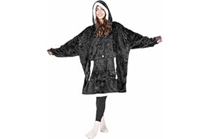 Tirrinia Oversized Blanket Hoodie, Wearable Fluffy Sherpa Blanket, Lightweight Cozy Sweatshirt Blanket Gift for Adult Women Men