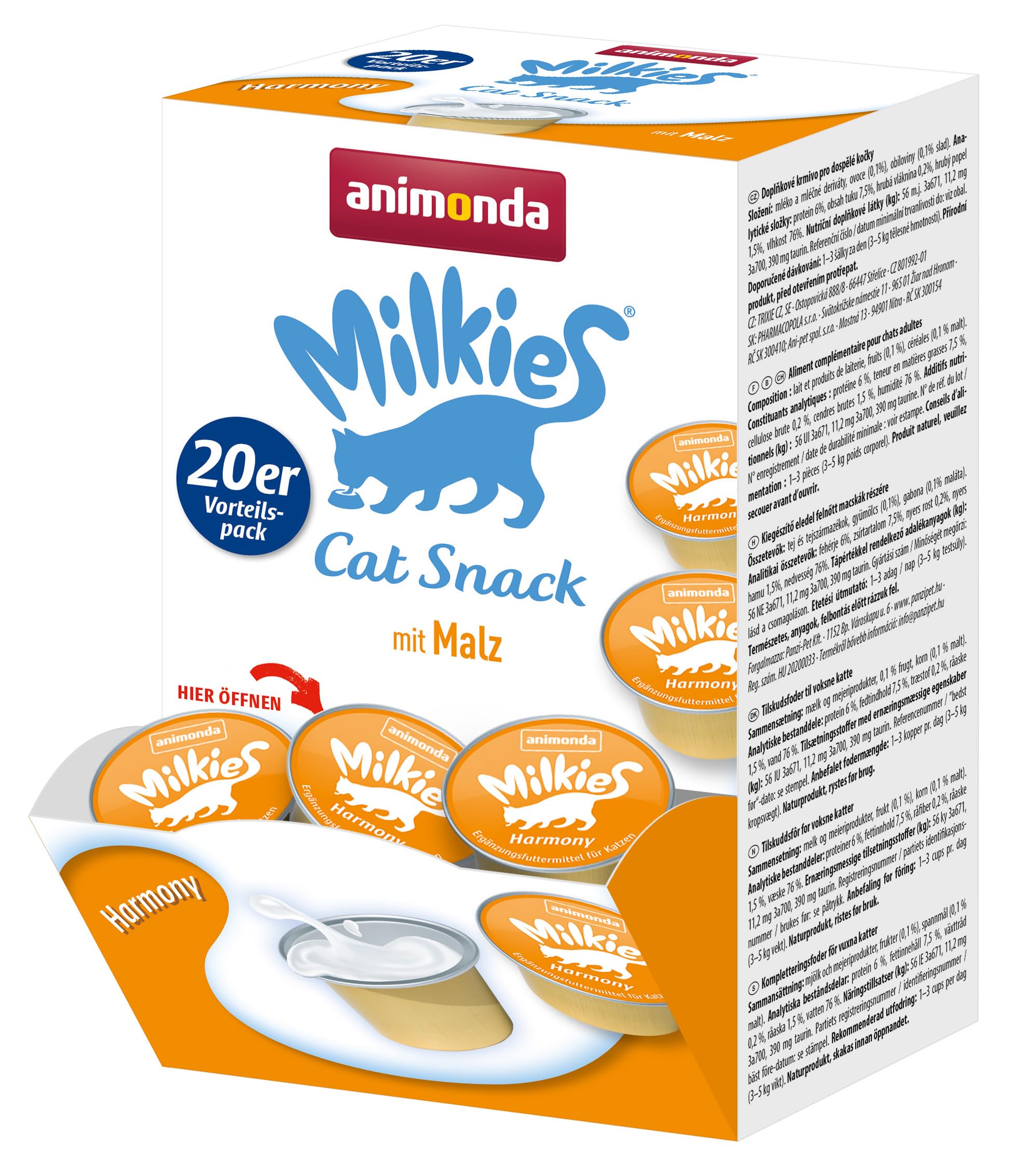 animonda Milkies Power, cat milk portions, Harmony, 4 x 20 cups at 15g