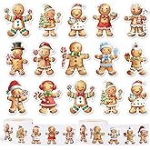 Whaline 1000 Pcs Christmas Stickers Roll Watercolor Gingerbread Man Self-Adhesive Decals for Xmas Winter Holiday Scrapbook Journal Envelope Decor, 12 Designs