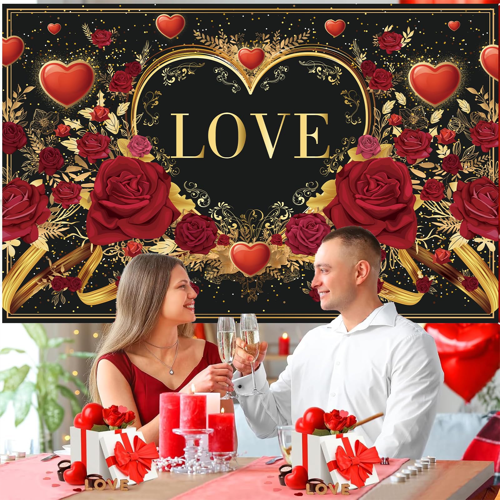Valentines Day Decorations – Valentines Day Backdrop and Banner for Party, Office, Classroom, and Home Décor