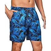 Gleeease 7inch Mens Swim Trunks: with Mesh Liner Pockets Drawstring Quick Dry Stretch Lined Funny Beach Swimming Pool Surf
