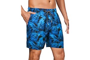 Gleeease 7inch Mens Swim Trunks: with Mesh Liner Pockets Drawstring Quick Dry Stretch Lined Funny Beach Swimming Pool Surf