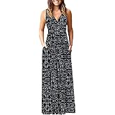 AUSELILY Women's Sleeveless Formal Dress Deep V Neck Loose Plain Cocktail Long Maxi Dresses with Pockets 2026 New