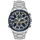 CITIZEN Men's Eco-Drive Sport Luxury World Chronograph Atomic Time Keeping Watch in Stainless Steel, Blue Dial (Model: AT8020-54L)