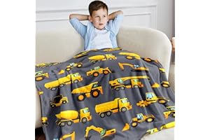 Wajade Kids Construction Truck Blanket for Boys Soft Fleece Kids Blanket for Couch Sofa Bedroom 3D Vehicles Excavator Cars Throw Blanket for Kids 50"x60"