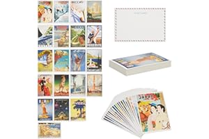 Pipilo Press Travel Postcards Vintage Bulk Set - 4 x 6 Inch, 40 Pack, Multicolor - Retro Travel Postcards for Mailing & Decor