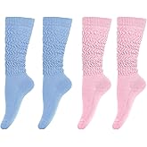 Gvhntk 2 Pairs Women Slouch Socks 80s Neon Extra Long Scrunch Socks Slouch Thick Knee High Socks Knit Boot Socks Size 9 to 11